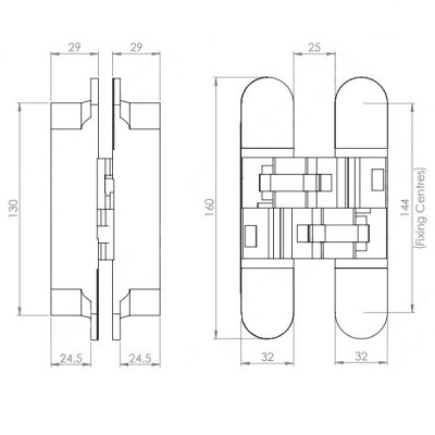 Heavy Duty 3D Adjustable Concealed Hinge - Fire Rated - 120kg Max Load Bearing